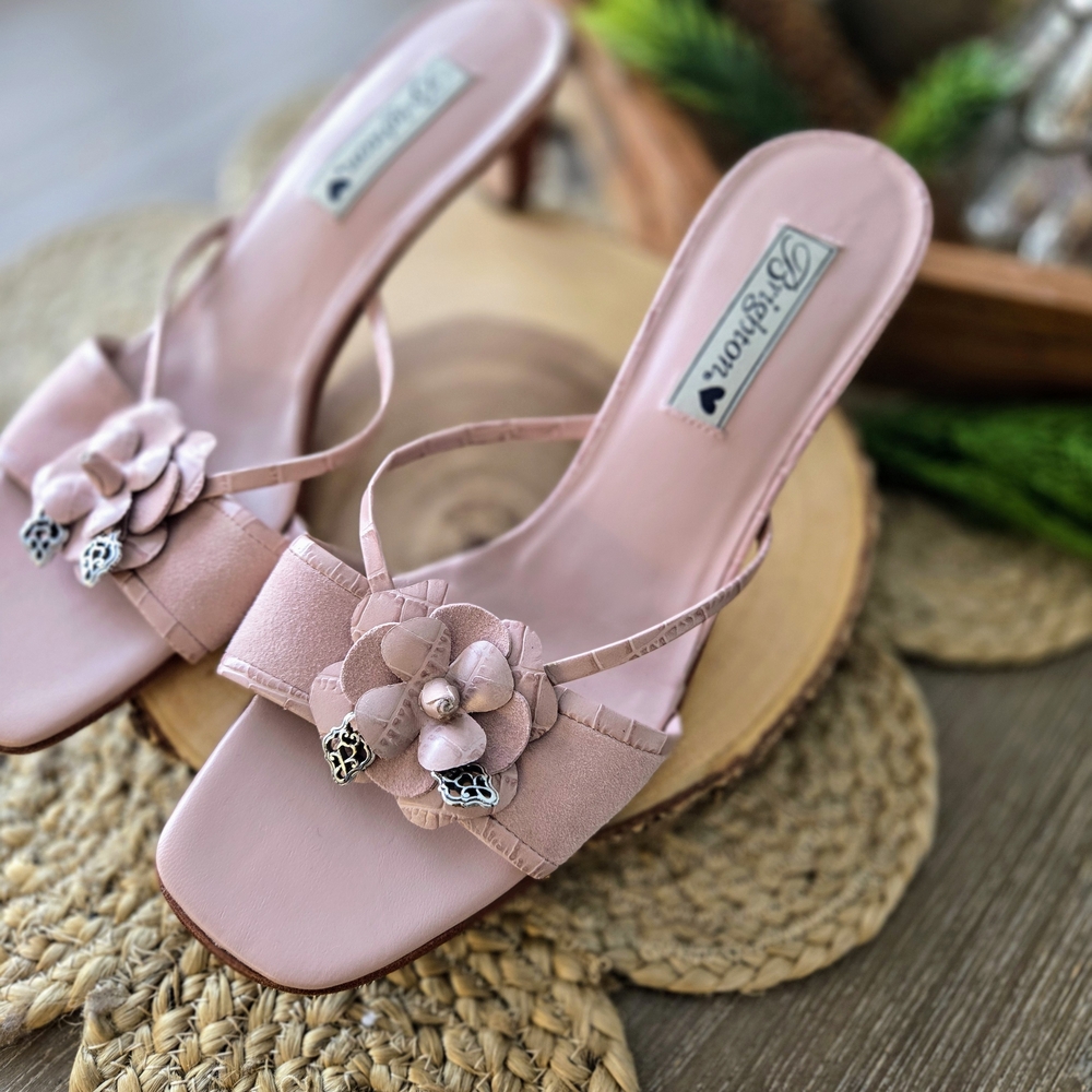 Brighton "Raina" Stylish Pink Sandals with Floral Accent